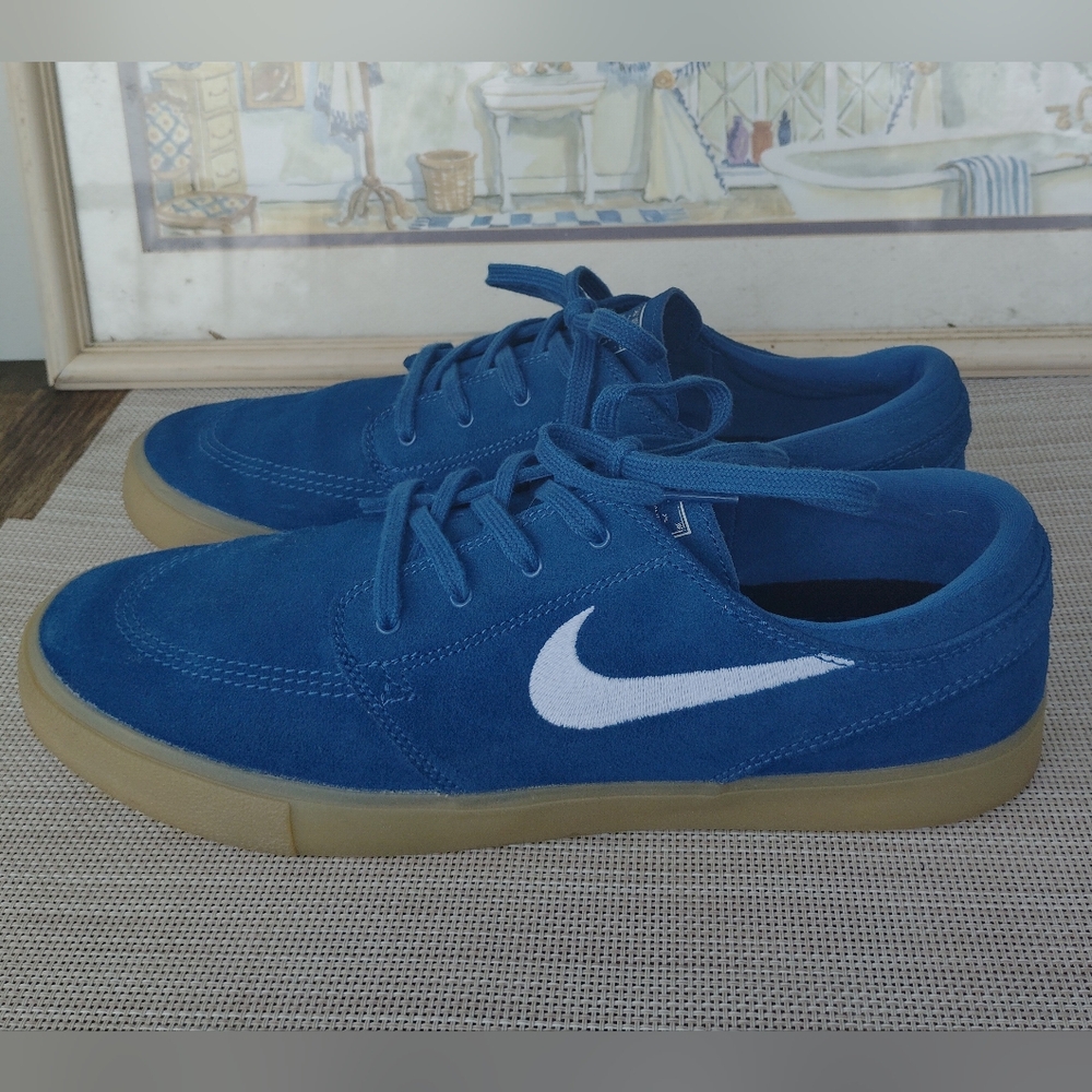 Nike Zoom "Stefan Janoski" RM SB Court Blue Suede/Gum Light Brown Shoes. Size 12